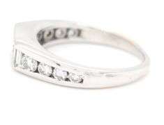 14kt White gold 0.58ctw baguette and round diamond band