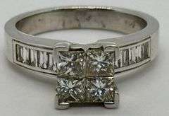 14K White Gold Princess Cut Diamond Ring