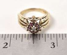 Darling Vintage Diamond and Garnet Ring in 10K Yellow Gold