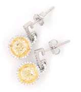 Very Fine Quality Platinum and 18k Gold Diamond Earrings