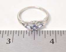 Admirable 10K white Gold Iolite Gemstone and Diamond Ring