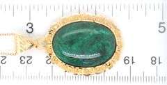 18kt Yellow gold oval Malachite and diamond cut frame pendant on chain