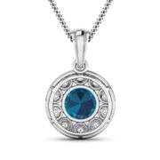 14KT White Gold 2.05ctw London Blue Topaz and Diamond Pendant