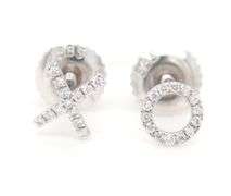 14kt White gold XO diamond stud earrings