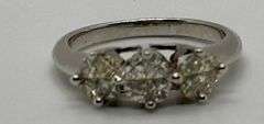14K White Gold Pie- Cut Diamond Wedding Band