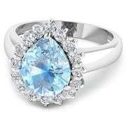 14KT White Gold 2.3ct Aquamarine and Diamond Ring