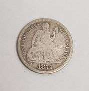 1877 S Seated Liberty Dime, Circulated