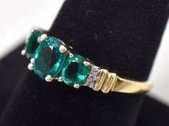 Elegant Lab Emerald Ring in 10K Yellow Gold