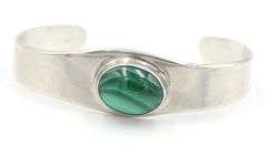 Vintage 925 sterling silver Malachite cuff bangle