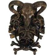 Horned Ram Skull Door Knocker with Crossed Bones