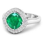 14KT White Gold 2.07ctw Zambian Emerald and Diamond Ring