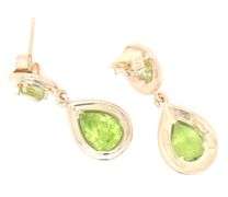 14kt Yellow gold oval and pear shaped Peridot dangle earrings