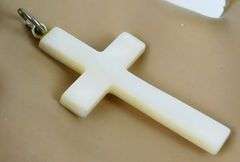Vintage Large Mother of Pearl Cross Pendant