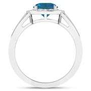 14KT White Gold 1.9ctw London Blue Topaz and Diamond Ring