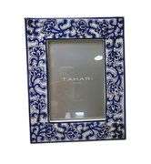 Pair of Blue and White Ceramic 5x7 Photo Frames Chinoiserie Style