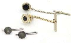 Group lot of cuff links and tie clip