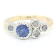 18kt Yellow gold bezel set sapphire and diamond ring