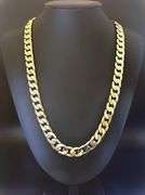 Huge 133.5 Gram 14 Kt Tri-Layered Gold Plate Cuban Link Necklace