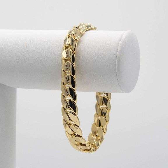 Vibrant 46.7 Gram 14 Kt Gold Plated Cuban Link Bracelet