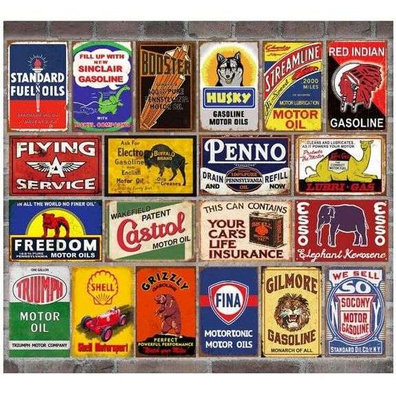 Collection of 20 Retro Gas & Oil Metal Signs