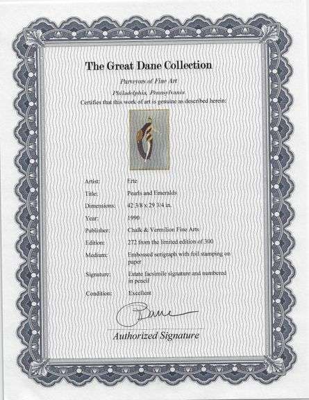 Rare Erte Original Embossed Serigraph With Foil Stamping