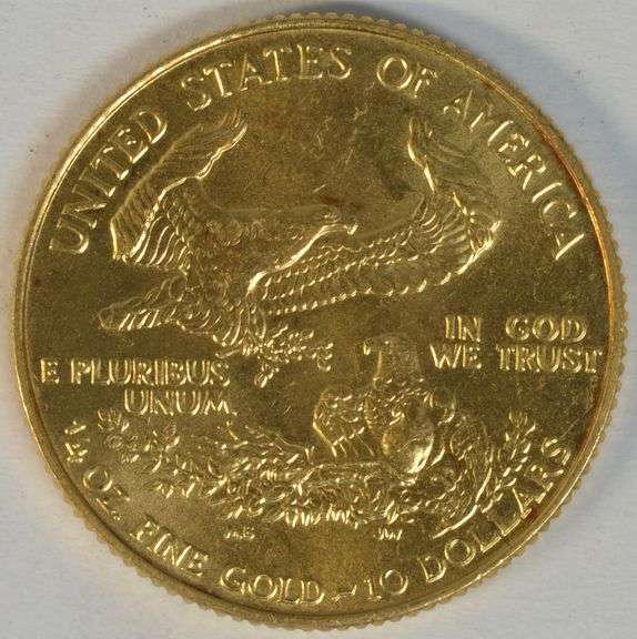 Scarce Gem BU 1986 $10 American Gold Eagle. First-year issue