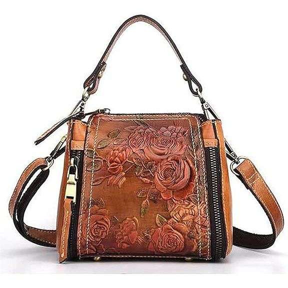 Leather Rose Crossbody Bag