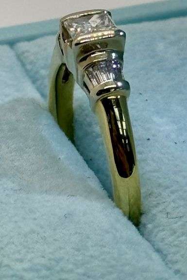 14K Two-Tone Gold Princess Cut Diamond Engagement Ring