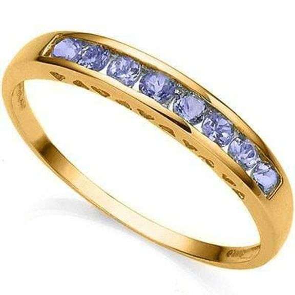 0.26 CT GENUINE TANZANITE 10K SOLID YELLOW GOLD RING