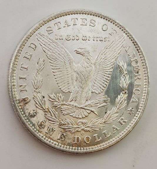 1880 O Morgan Silver Dollar, Wheel Mark Reverse