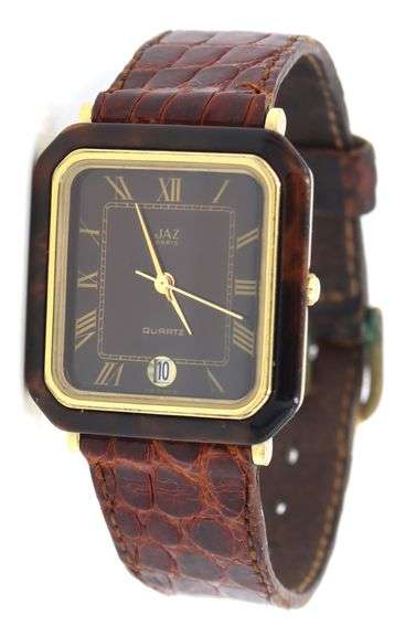 Citizen rectangular burgundy dial and leather strap quartz watch