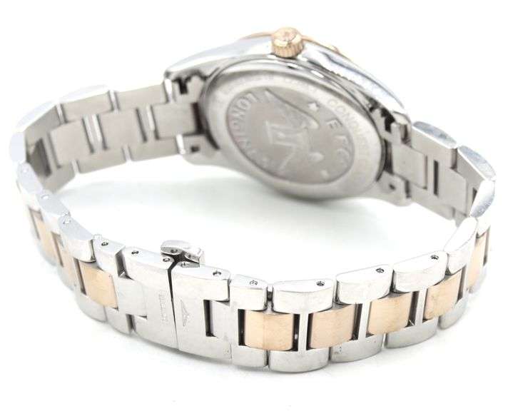 Longiness Conquest classic mother of pearl diamond dial quartz watch
