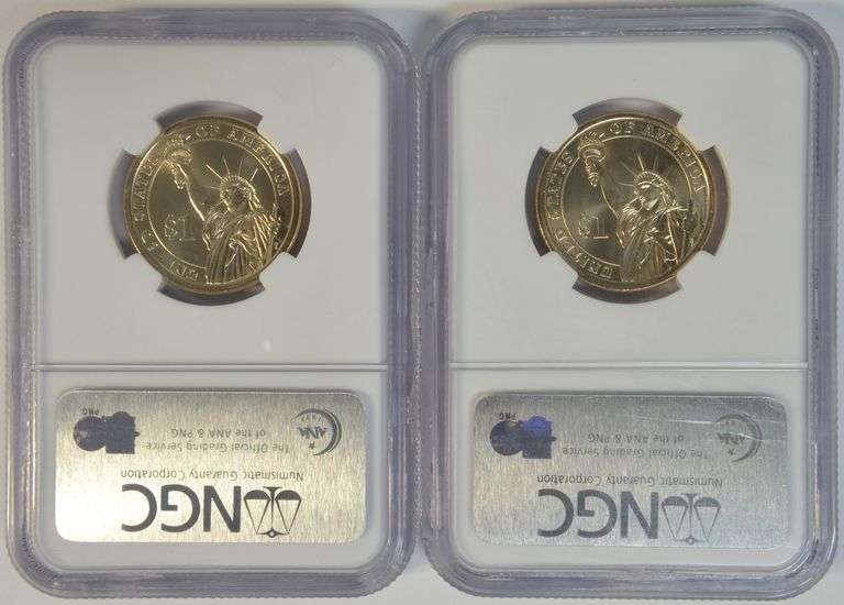 Two (2007) NGC MS65 Mint Error Missing Edge Lettering George Washington