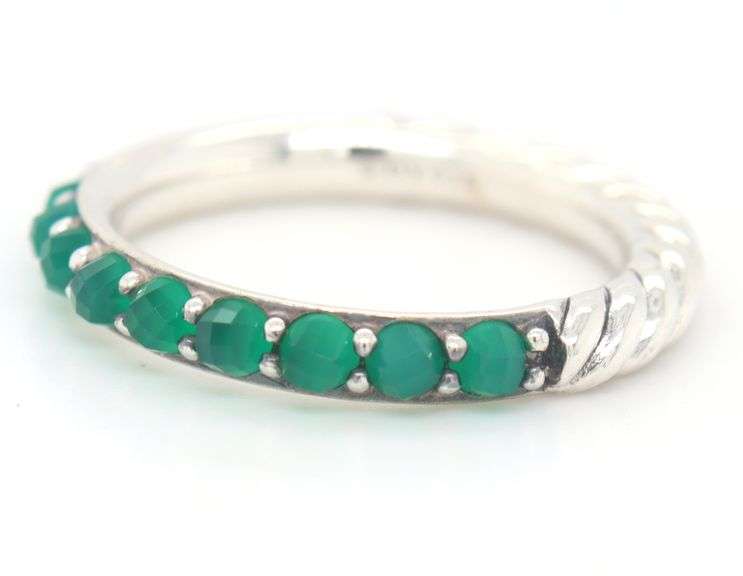 925 Sterling silver David Yurman green onyx stackable band