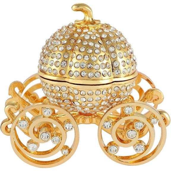 Pumpkin Carriage Enameled Trinket Box