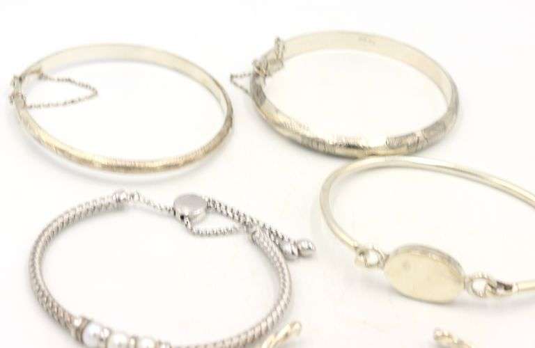 Group lot of 5 Vintage 925 sterling silver bangles