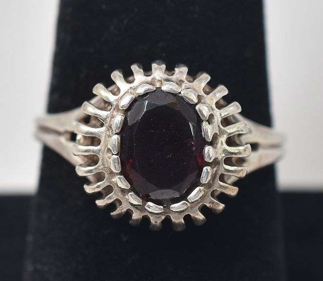 Red Garnet Gemstone Ring in Sterling Silver