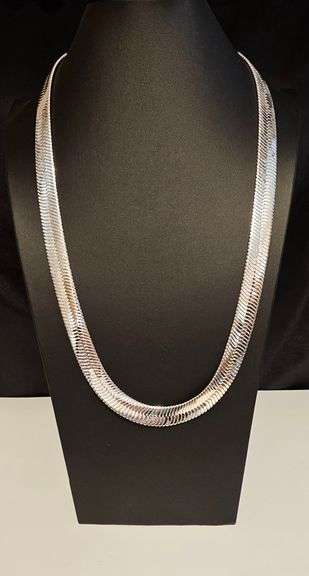 Huge 130.4 Gram .925 Sterling Silver Tri-Layered Herringbone Necklace