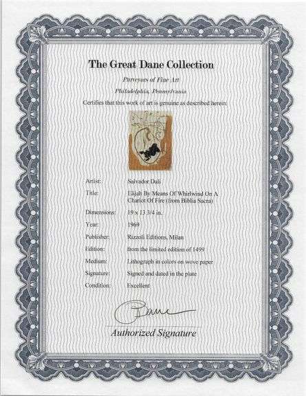 Highly Collectible and Rare Salvador Dali Original Lithograph from the 'Biblia Sacra' Suite