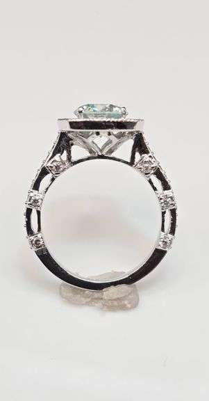 14 Kt White Gold Plated Sparkling 3.2 Ct White Ice  Blue Lab Simulated Diamond Ring