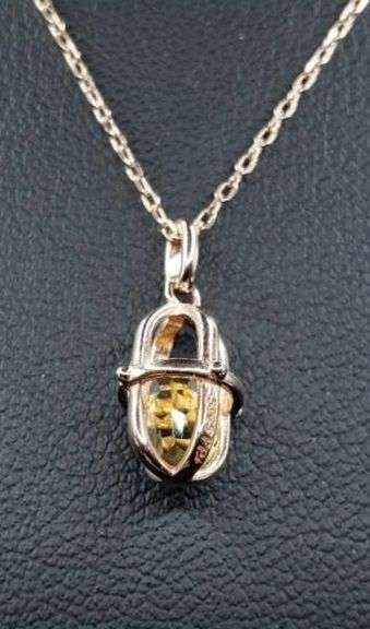14 Kt Rose Gold Plated Natural Citrine Pendant