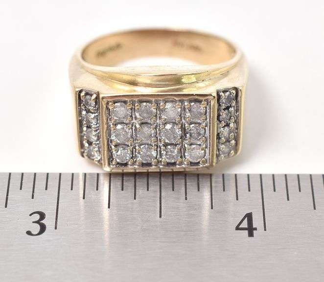 Handsome 10K Yellow Gold Diamond Cluster Men's Ring
