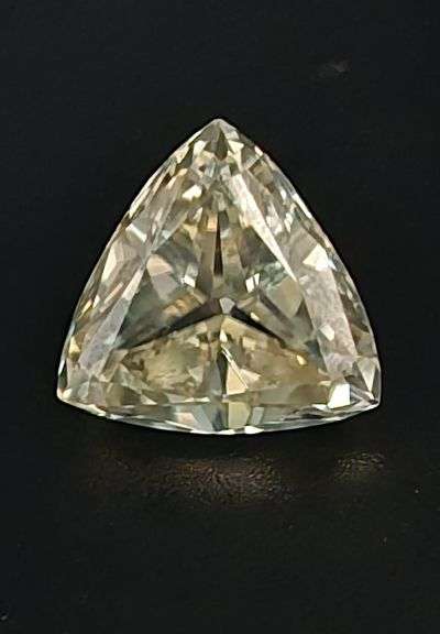 Huge Rare 5.67 Ct VVs1 Trillion Cut Amber Ice Lab Simulated Diamond Soloitaire