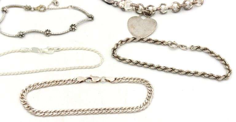 Group lot of 8 Vintage 925 sterling silver bracelets