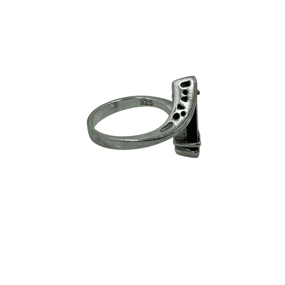 925 Sterling Silver & Onyx Jewelry Lot: Earrings, Bracelet, and Rings