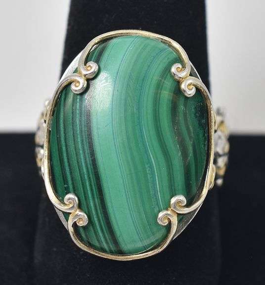 Malachite Gemstone Ring in Sterling Silver
