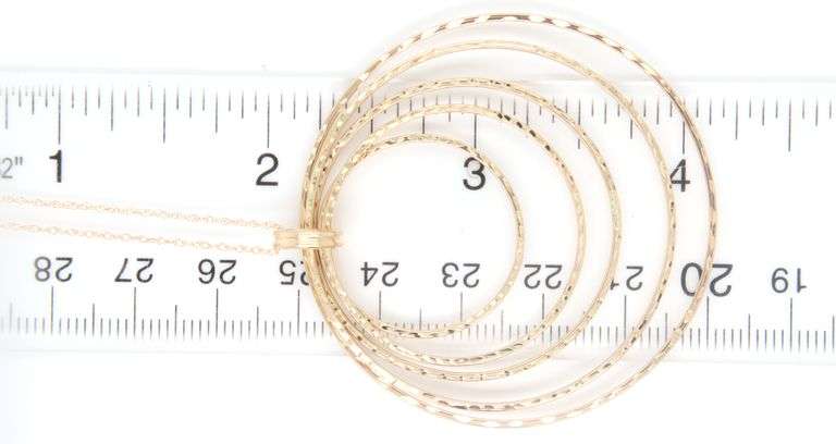 10kt Yellow gold multi circle pendant on chain