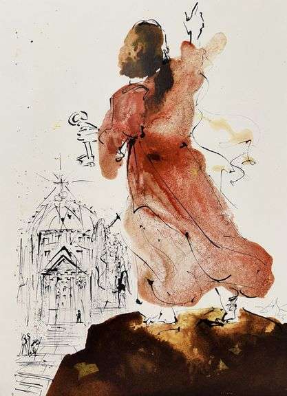 Highly Collectible and Rare Salvador Dali Original Lithograph from the 'Biblia Sacra' Suite