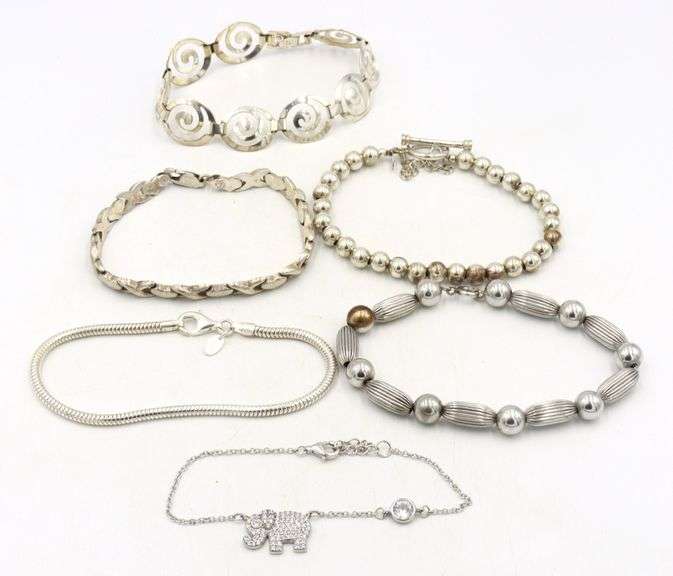 Vintage 925 sterling silver group lot of 6 bracelets