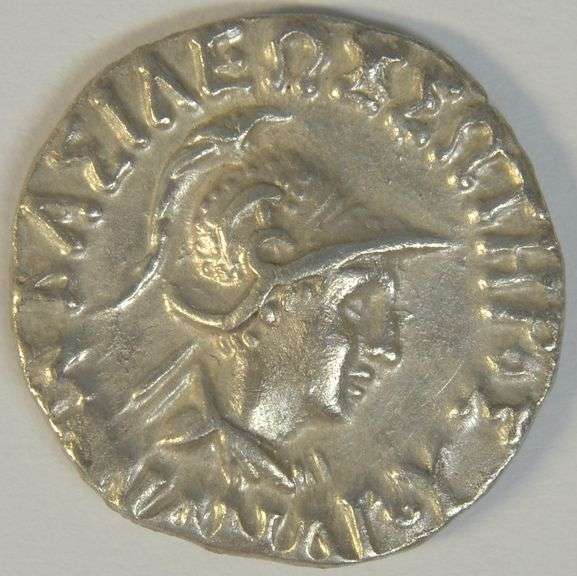 Great Near Mint Bactria Silver Drachm of Menander, 160-145 BC